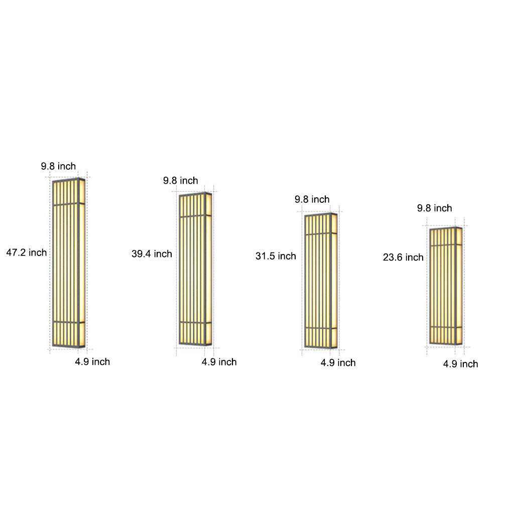 Rectangle LED Outdoor Wall Light Retro Grid Stainless Steel PC Brown IP65 CRI80 4 Heights Garden Villa