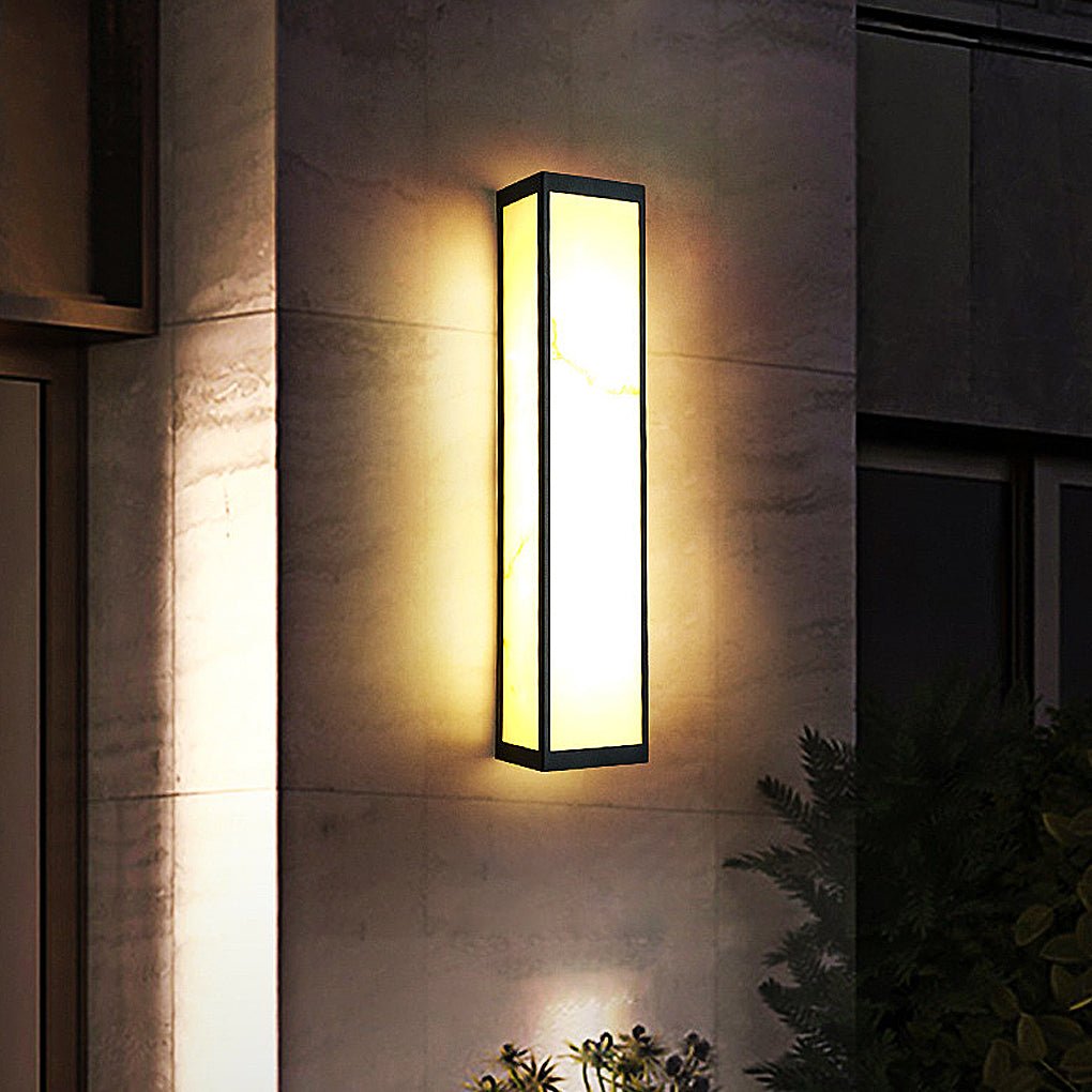 Modern Marble Finish Stainless Steel LED Outdoor Wall Sconce Black IP65 CRI80 4 Heights Courtyard Park Villa