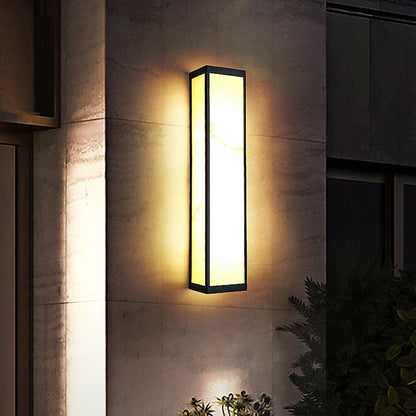 Modern Marble Finish Stainless Steel LED Outdoor Wall Sconce Black IP65 CRI80 4 Heights Courtyard Park Villa