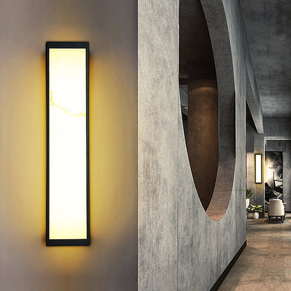 Modern Marble Finish Stainless Steel LED Outdoor Wall Sconce Black IP65 CRI80 4 Heights Courtyard Park Villa