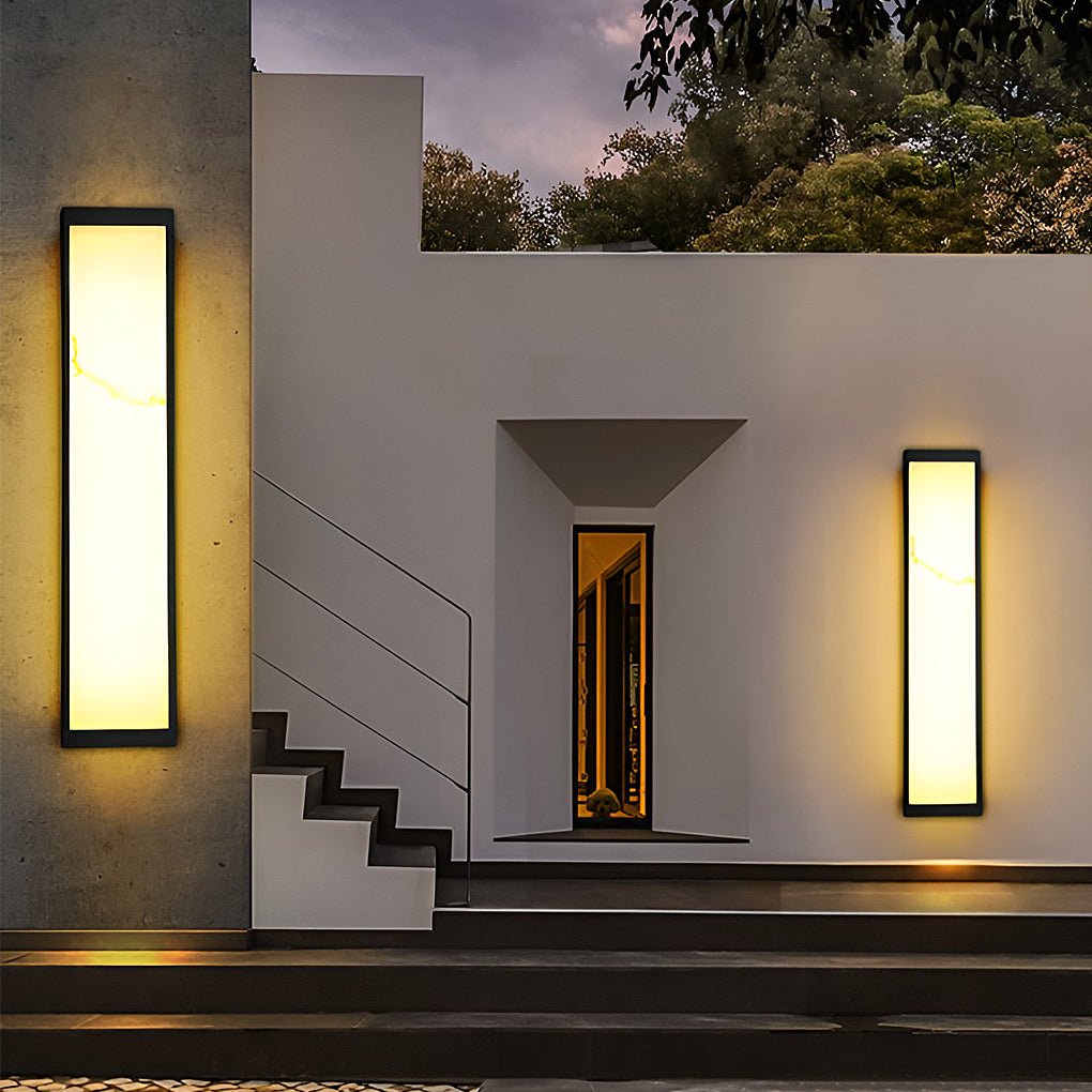 Modern Marble Finish Stainless Steel LED Outdoor Wall Sconce Black IP65 CRI80 4 Heights Courtyard Park Villa