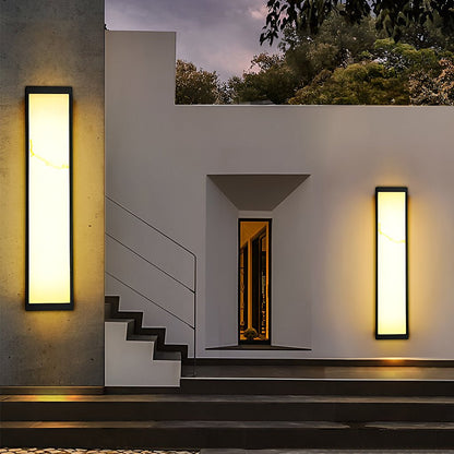 Modern Marble Finish Stainless Steel LED Outdoor Wall Sconce Black IP65 CRI80 4 Heights Courtyard Park Villa