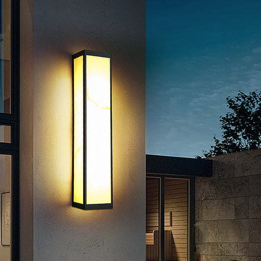 Modern Marble Finish Stainless Steel LED Outdoor Wall Sconce Black IP65 CRI80 4 Heights Courtyard Park Villa