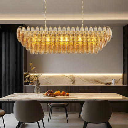 Grand-Scale Iron Frame Chandelier with Cascading Glass Drops