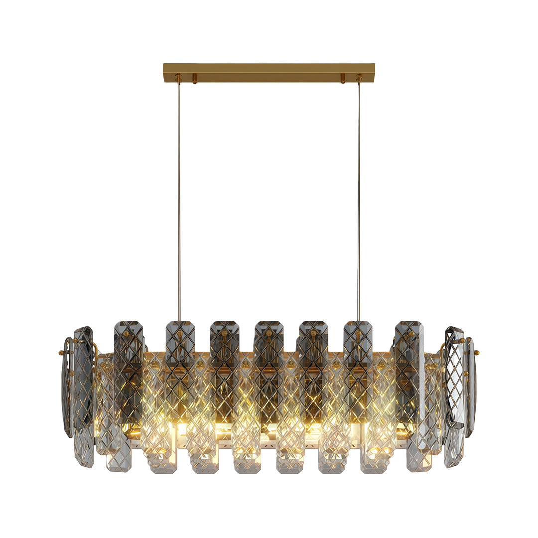 Contemporary Crystal Chandelier Solid Copper Textured Crystal Rods Eye-Protecting E14 French Style