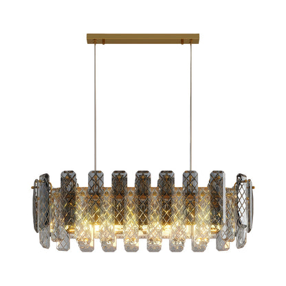 Contemporary Crystal Chandelier Solid Copper Textured Crystal Rods Eye-Protecting E14 French Style