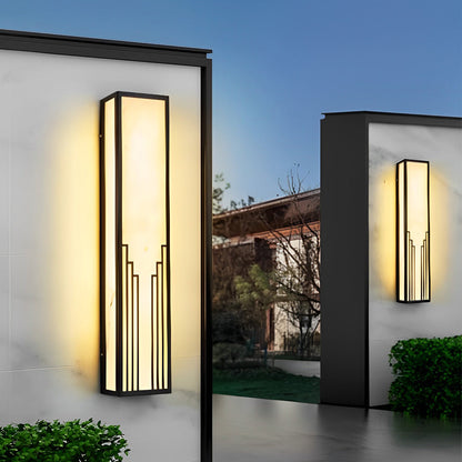 Retro Art Deco Outdoor Wall Sconce Black Stainless Steel LED 3 Sizes IP65
