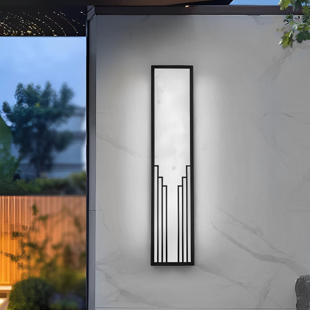 Retro Art Deco Outdoor Wall Sconce Black Stainless Steel LED 3 Sizes IP65