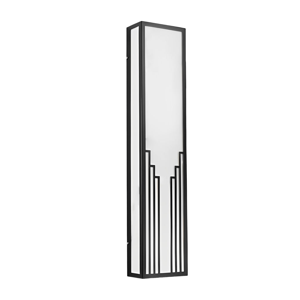Retro Art Deco Outdoor Wall Sconce Black Stainless Steel LED 3 Sizes IP65