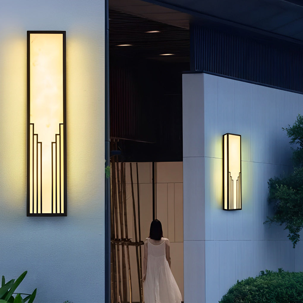 Retro Art Deco Outdoor Wall Sconce Black Stainless Steel LED 3 Sizes IP65