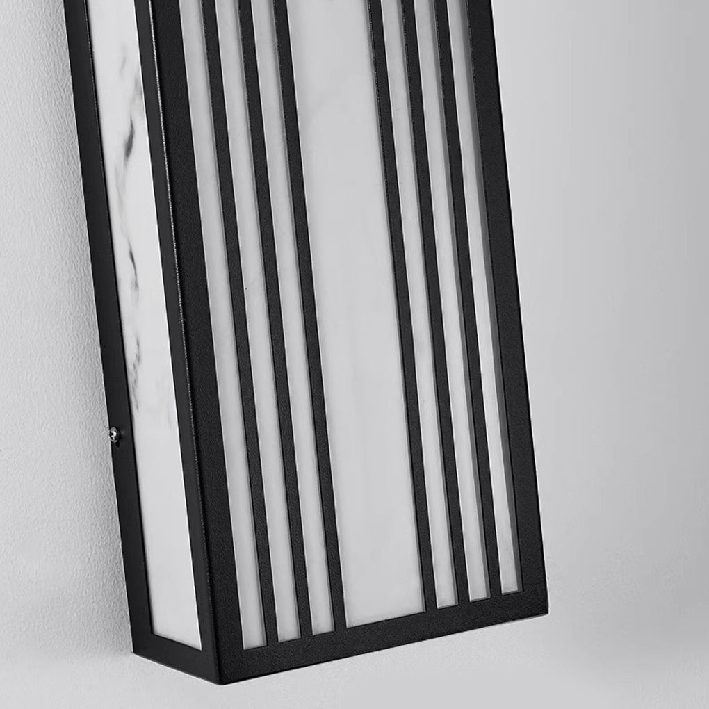 Retro Art Deco Outdoor Wall Sconce Black Stainless Steel LED 3 Sizes IP65