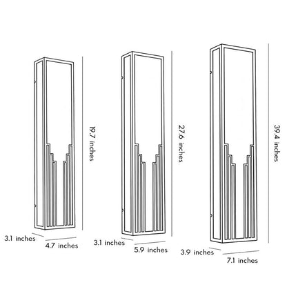 Retro Art Deco Outdoor Wall Sconce Black Stainless Steel LED 3 Sizes IP65