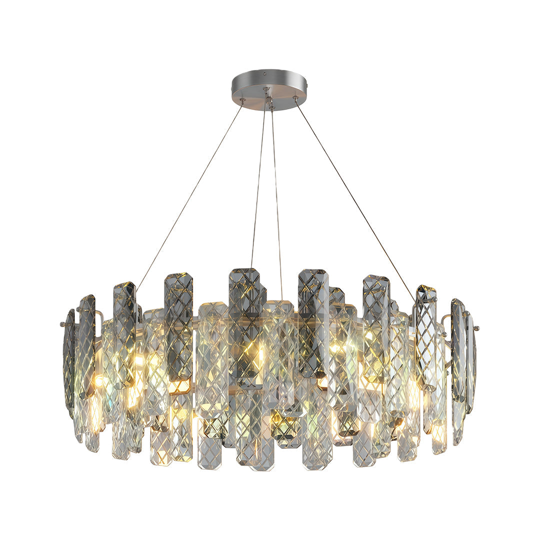 Contemporary Crystal Chandelier Solid Copper Textured Crystal Rods Eye-Protecting E14 French Style