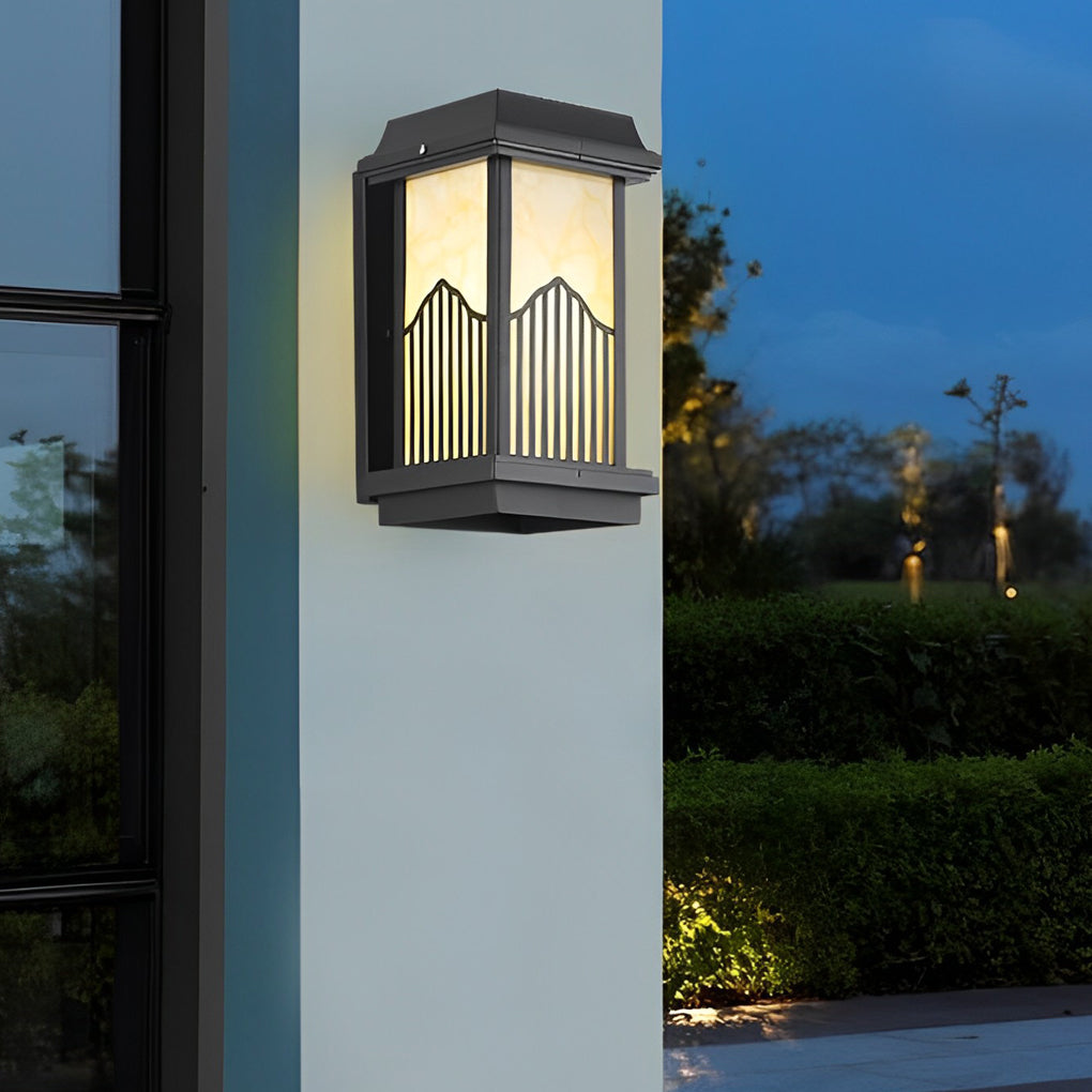 Retro Solar Outdoor Wall Sconce Die-Cast Aluminum Acrylic 4CCT Red Remote IP55 Black 3 Sizes