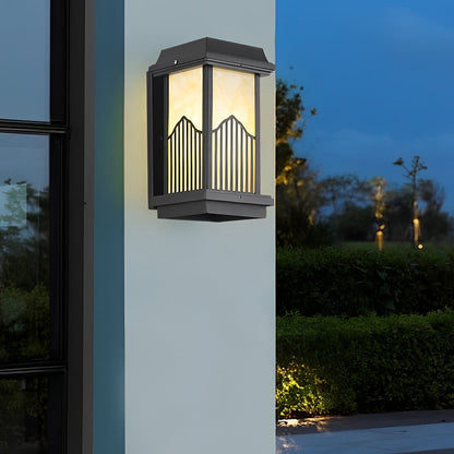 Retro Solar Outdoor Wall Sconce Die-Cast Aluminum Acrylic 4CCT Red Remote IP55 Black 3 Sizes