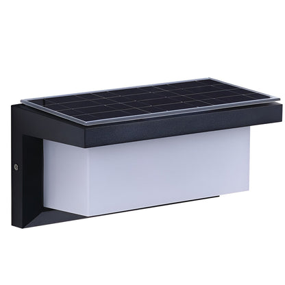 Solar Outdoor Wall Sconce Remote Control 3-CCT LED Black Acrylic 2 Sizes