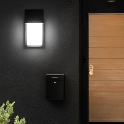 Modern Black Rectangular Outdoor Wall Sconce LED 10W Warm or Cool White IP54