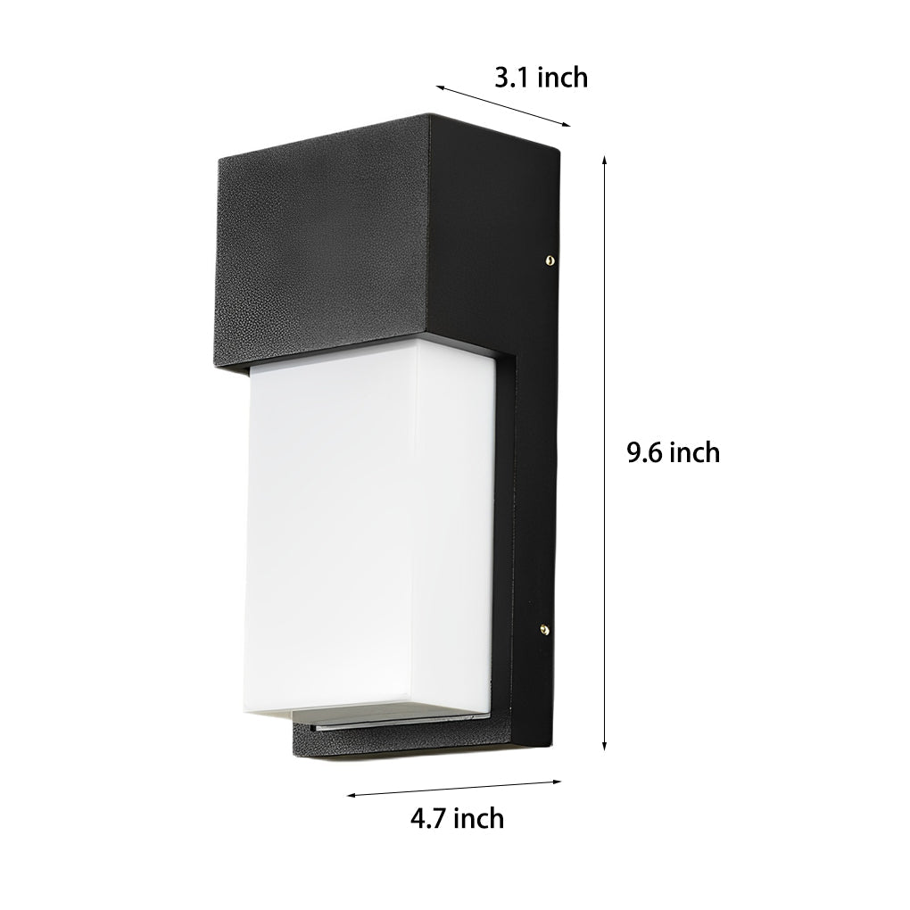 Modern Black Rectangular Outdoor Wall Sconce LED 10W Warm or Cool White IP54