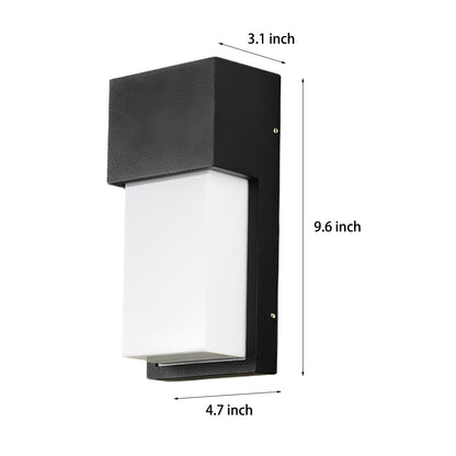 Modern Black Rectangular Outdoor Wall Sconce LED 10W Warm or Cool White IP54