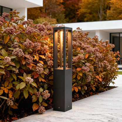 LED Bollard Garden Light Hardwired Aluminum 4 Beam 3000K Warm White IP54 Garden Landscape Path Driveway Black 4 Heights