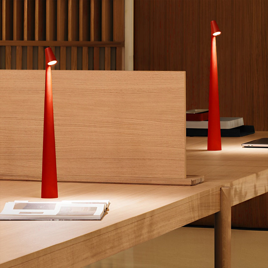 Cone Table Lamp Matte Aluminium Wireless Stepless Dimming Five Colours