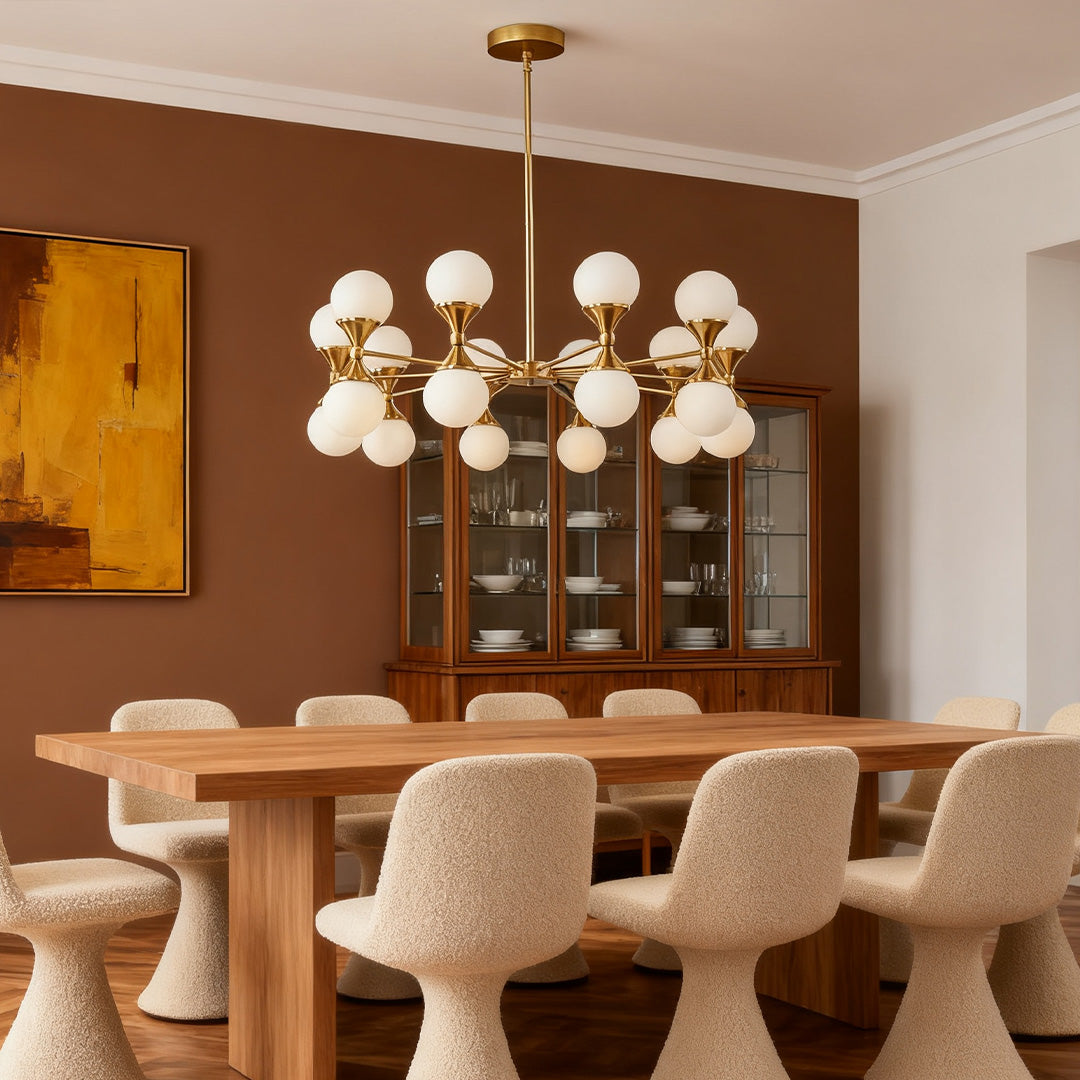 Full Copper Bubble Glass Chandelier with Transparent Glass Globes