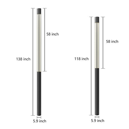 Modern Outdoor LED Bollard Light Cylindrical Die-Cast Aluminum Black IP65 6 Heights