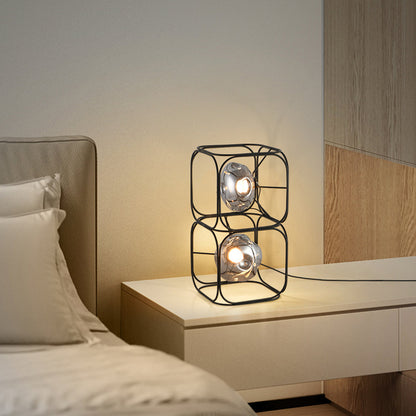 Nordic Stackable Cube LED Table Lamp Black Iron Smoked Glass Full Spectrum Eye Care CRI 97 2 3 or 4 Heads