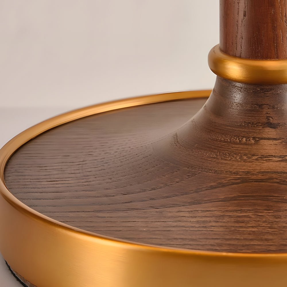 Retro Brass Walnut Dome Fabric Table Lamp Pull Chain E14 Bronze Nickel