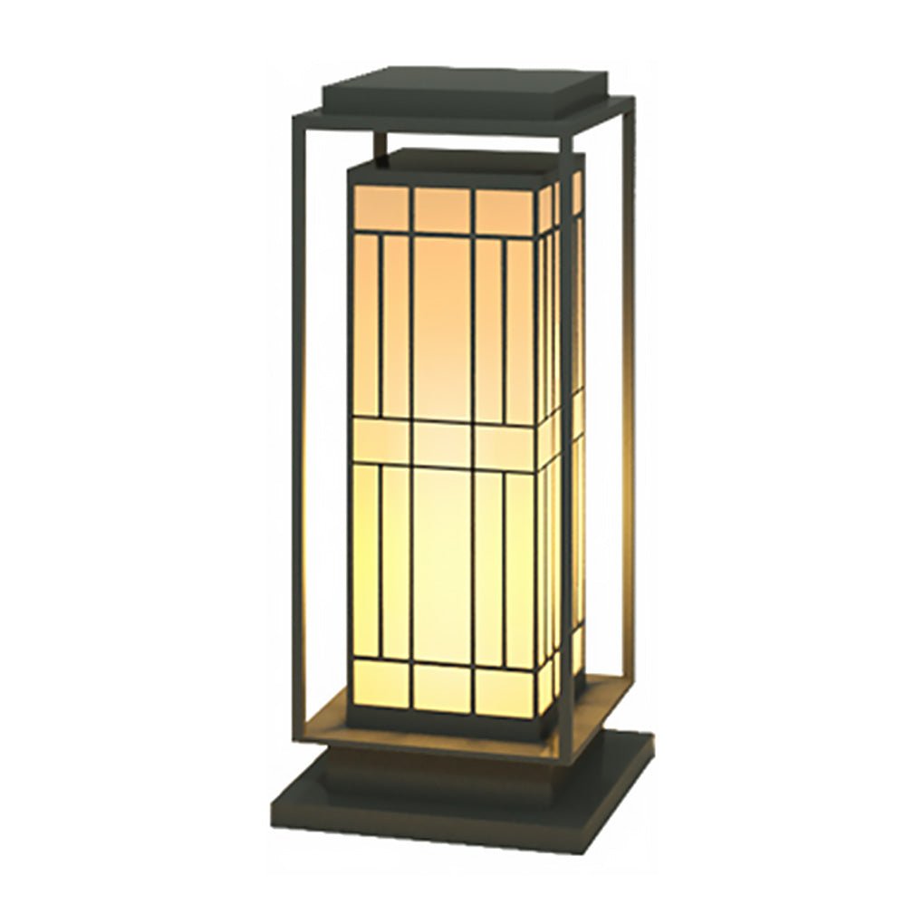 Asian Inspired Solar LED Bollard Light Waterproof Outdoor Pathway Courtyard Lighting Stainless Steel IP54
