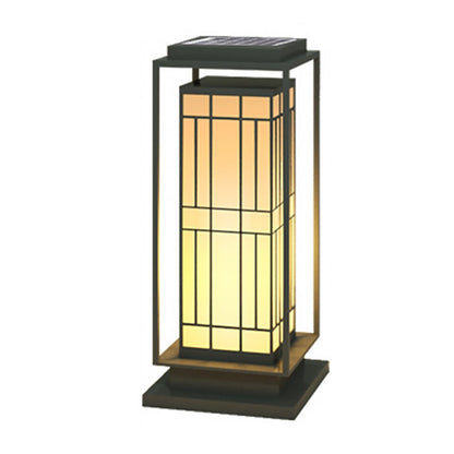 Asian Inspired Solar LED Bollard Light Waterproof Outdoor Pathway Courtyard Lighting Stainless Steel IP54