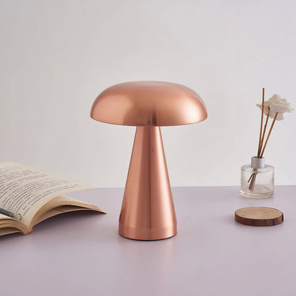 Rechargeable Retro Mushroom Metal Table Lamp Dimmable Touch 8-10H Gold Silver Rose Gold 2 Styles