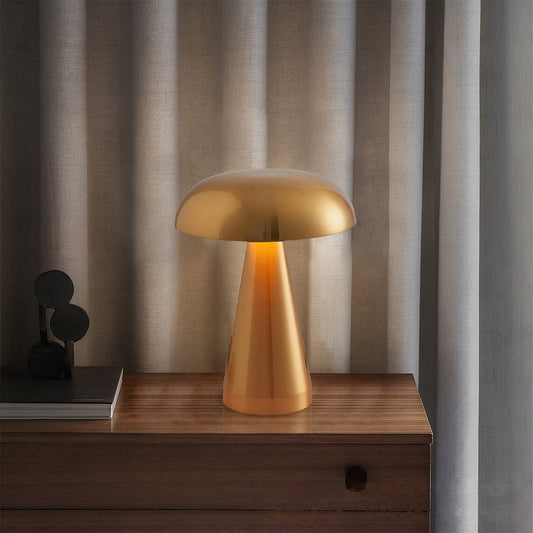 Rechargeable Retro Mushroom Metal Table Lamp Dimmable Touch 8-10H Gold Silver Rose Gold 2 Styles