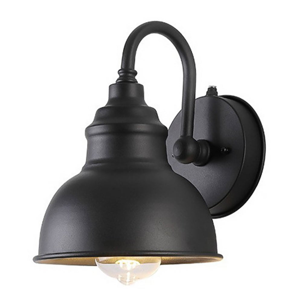 Industrial Matte Black Gooseneck Outdoor Wall Sconce Iron Aluminum Dusk-to-Dawn E27 LED IP65 3000K Porch Garage Garden