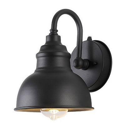 Industrial Matte Black Gooseneck Outdoor Wall Sconce Iron Aluminum Dusk-to-Dawn E27 LED IP65 3000K Porch Garage Garden