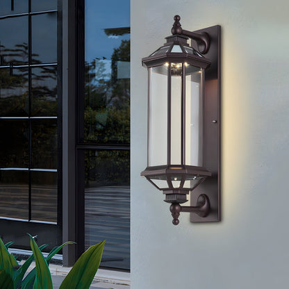 Retro Solar Outdoor Wall Lantern Die-Cast Aluminum Ribbed Glass E27 3CCT Coffee Remote Control IP54