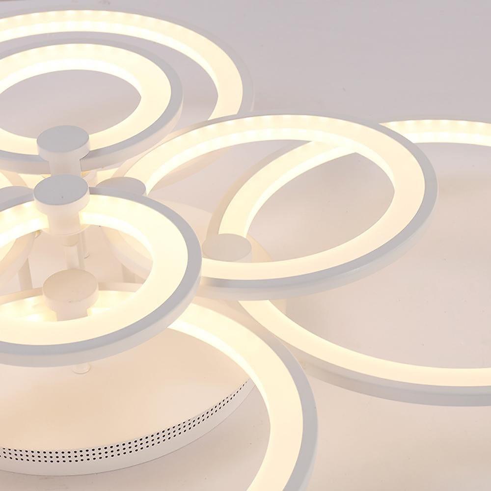 Multi-Ring Cluster Semi-Flush Mount Ceiling Light — Modern Contemporary Metal Acrylic LED 6 Light White Black Coffee