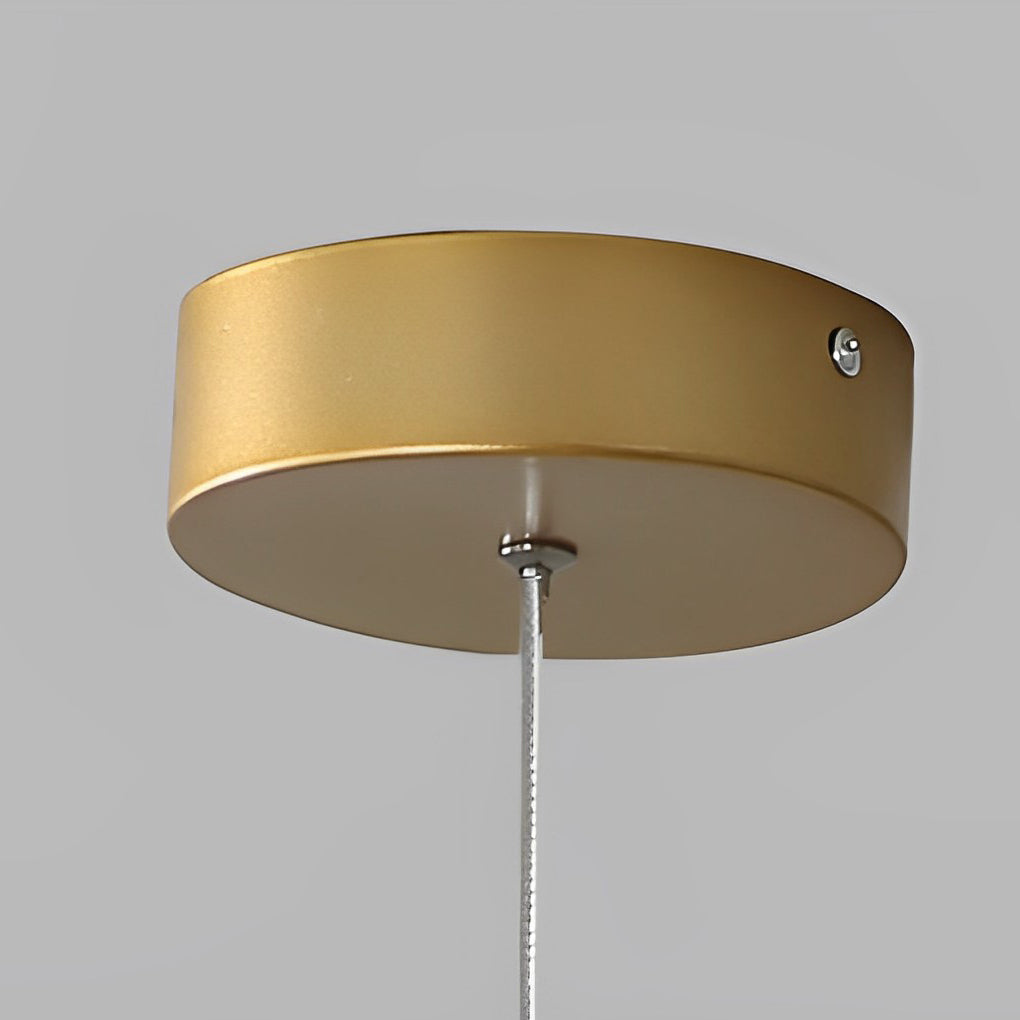 Ring Crown Linear Acrylic LED Staircase Chandelier Anodized Gold Aluminium 3000K 6/8 Light Indoor