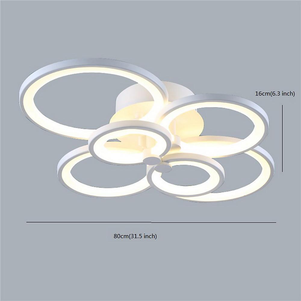 Multi-Ring Cluster Semi-Flush Mount Ceiling Light — Modern Contemporary Metal Acrylic LED 6 Light White Black Coffee