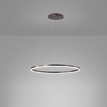 Modern LED Ring Chandelier Aluminium Acrylic Dimmable 3000K–6000K Remote Black Coffee Gold White 3 Sizes
