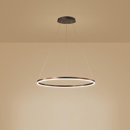Modern LED Ring Chandelier Aluminium Acrylic Dimmable 3000K–6000K Remote Black Coffee Gold White 3 Sizes