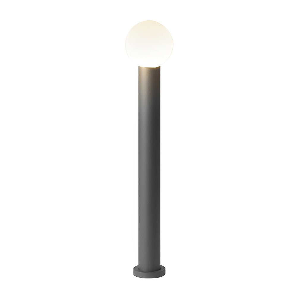 Modern Round Outdoor LED Bollard Light Spherical Globe Stainless Steel Black 2 Heights