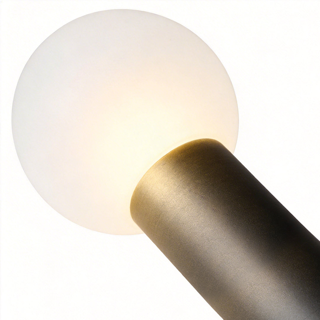 Modern Round Outdoor LED Bollard Light Spherical Globe Stainless Steel Black 2 Heights
