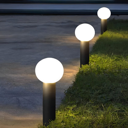 Modern Round Globe LED Bollard Light Waterproof Outdoor Pathway Garden Lighting Black Stainless Steel PC IP54