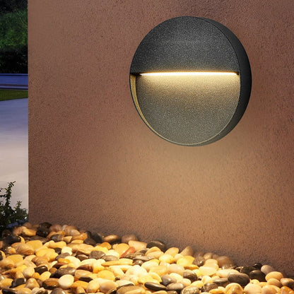 Round LED Outdoor Step Wall Light Aluminum 3W IP54 Hardwired Stair Sconce 3000K