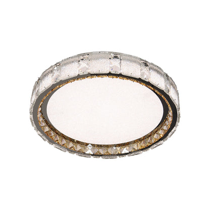 Sparkling Crystal Halo Flush Mount Chrome Round Three Sizes