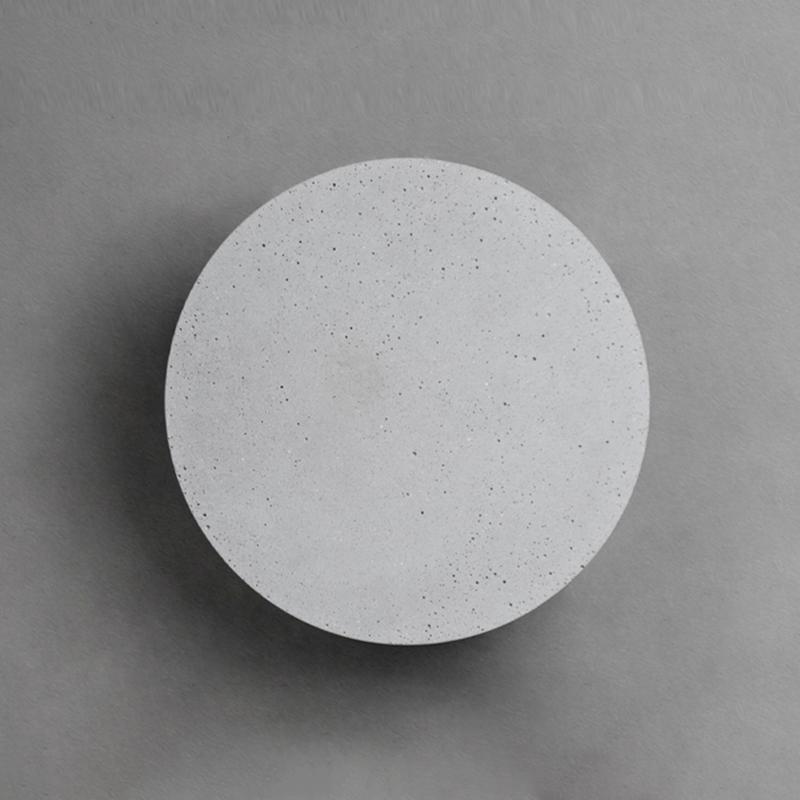 Round Concrete Outdoor Wall Sconce Gray Recessed LED Wall Washing Light 5W 3000K 2 Sizes Courtyard Garden