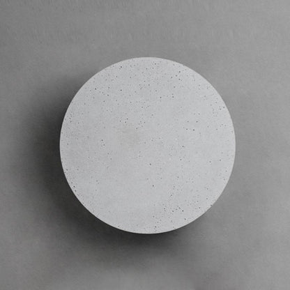 Round Concrete Outdoor Wall Sconce Gray Recessed LED Wall Washing Light 5W 3000K 2 Sizes Courtyard Garden