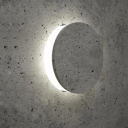 Round Concrete Outdoor Wall Sconce Gray Recessed LED Wall Washing Light 5W 3000K 2 Sizes Courtyard Garden