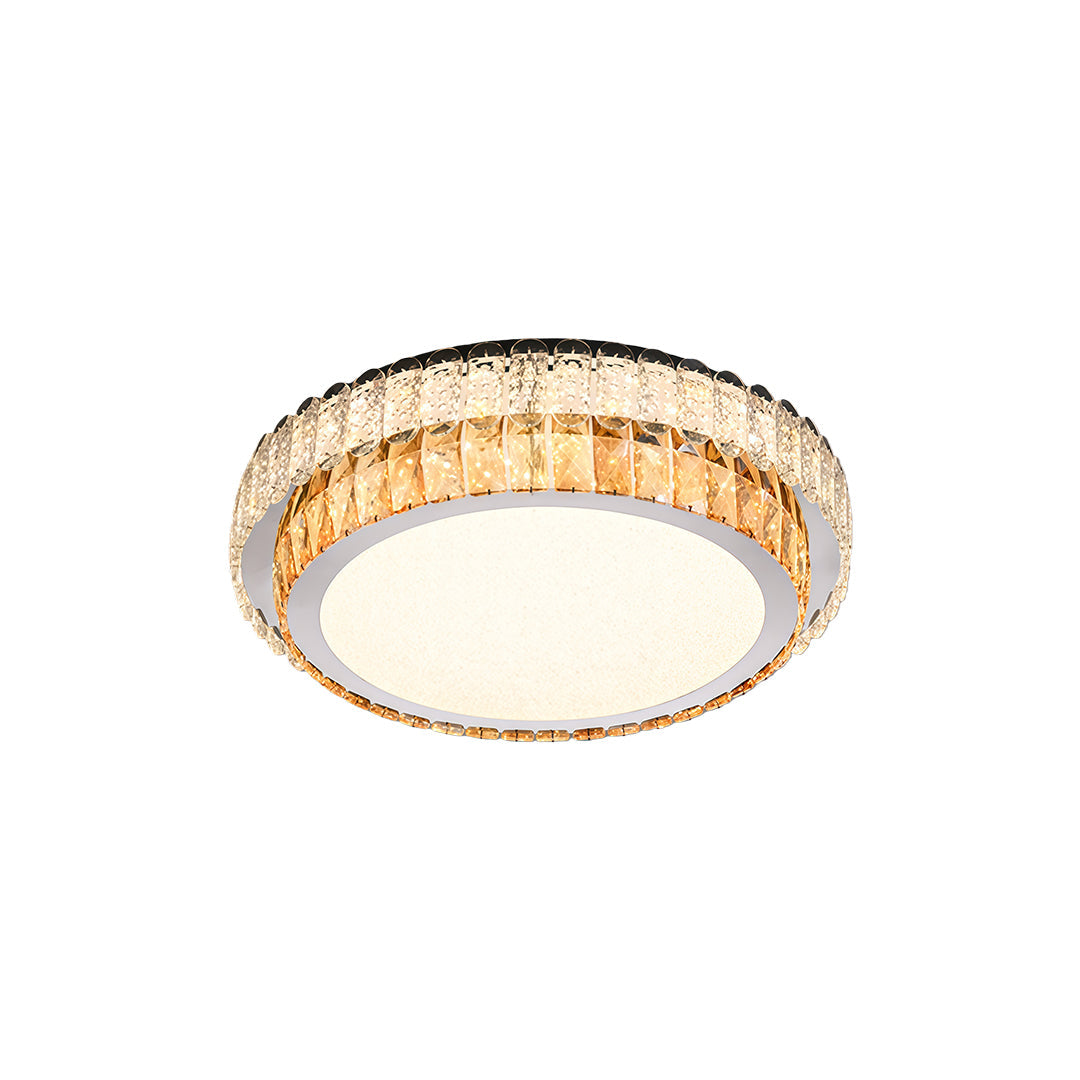 Round, Square, and Rectangle Crystal Trim Flush Mount in Chrome Stainless Steel with 3-Step Colour Temperature in Six Sizes